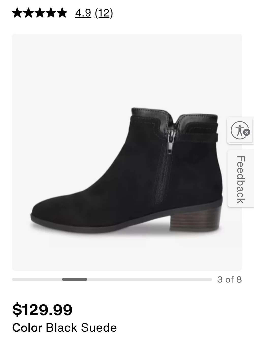 Bella Vita Beatrice Bootie Black Suede Leather Ankle Boot sz. 9.5